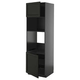 METOD high cabinet f built-in appliances, black-grey/Lerhyttan black stained, 60x60x200 cm
