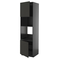 METOD high cabinet f built-in appliances, black-grey/Nickebo matt anthracite, 60x60x220 cm