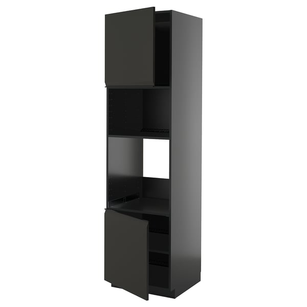 METOD high cabinet f built-in appliances, black-grey/Upplöv matt anthracite, 60x60x220 cm