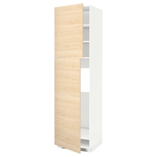 METOD high cabinet for fridge w 2 doors, white/Askersund light ash effect, 60x60x220 cm