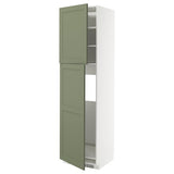 METOD high cabinet for fridge w 2 doors, white/Axstad grey-green, 60x60x220 cm