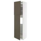 METOD high cabinet for fridge w 2 doors, white/Havstorp brown-beige, 60x60x220 cm
