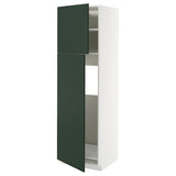 METOD high cabinet for fridge w 2 doors, white/Havstorp deep green, 60x60x200 cm