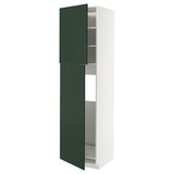 METOD high cabinet for fridge w 2 doors, white/Havstorp deep green, 60x60x220 cm