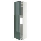 METOD high cabinet for fridge w 2 doors, white/Kallarp high-gloss dark grey-green, 60x60x220 cm