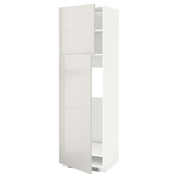METOD high cabinet for fridge w 2 doors, white/Ringhult light grey, 60x60x200 cm