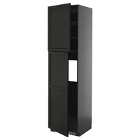 METOD high cabinet for fridge w 2 doors, black-grey/Lerhyttan black stained, 60x60x220 cm