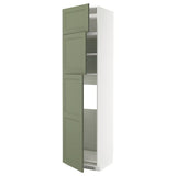 METOD high cab for fridge with 3 doors, white/Axstad grey-green, 60x60x240 cm