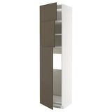 METOD high cab for fridge with 3 doors, white/Havstorp brown-beige, 60x60x240 cm