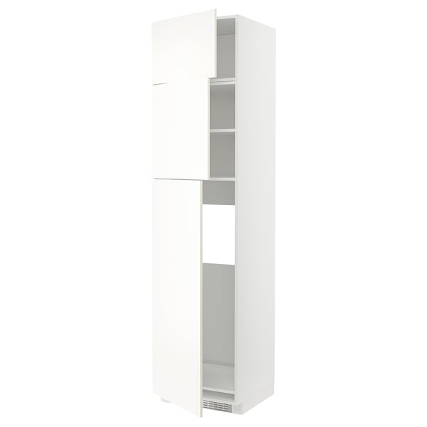 METOD high cab for fridge with 3 doors, white/Vallstena white, 60x60x240 cm