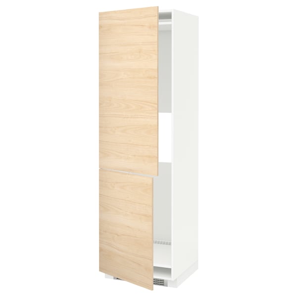 METOD hi cab f fridge or freezer w 2 drs, white/Askersund light ash effect, 60x60x200 cm