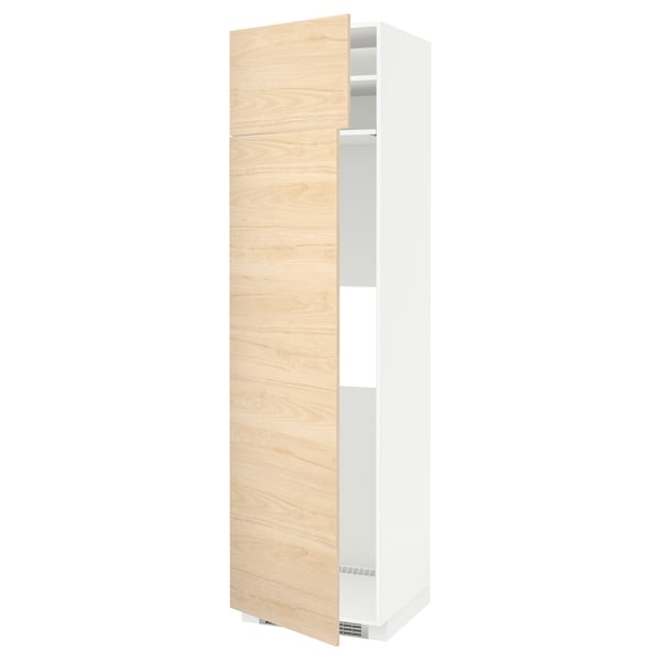 METOD hi cab f fridge or freezer w 2 drs, white/Askersund light ash effect, 60x60x220 cm