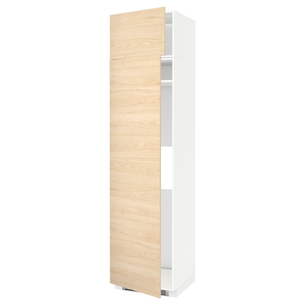 METOD hi cab f fridge or freezer w 2 drs, white/Askersund light ash effect, 60x60x240 cm