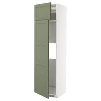 METOD hi cab f fridge or freezer w 2 drs, white/Axstad grey-green, 60x60x220 cm