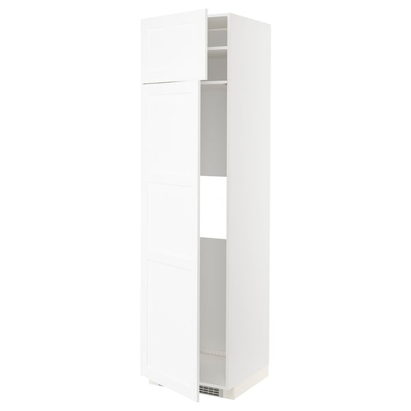 METOD hi cab f fridge or freezer w 2 drs, white Enköping/white wood effect, 60x60x220 cm