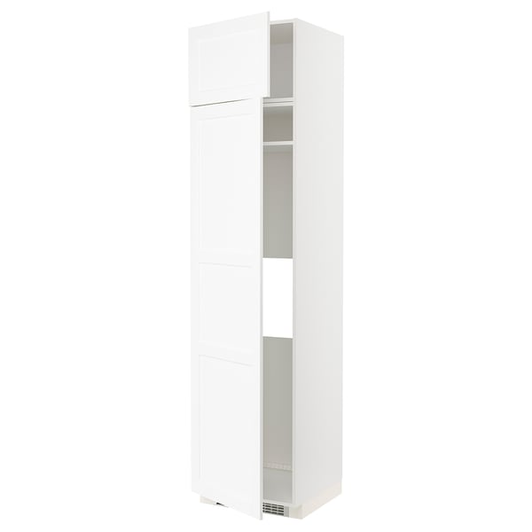 METOD hi cab f fridge or freezer w 2 drs, white Enköping/white wood effect, 60x60x240 cm