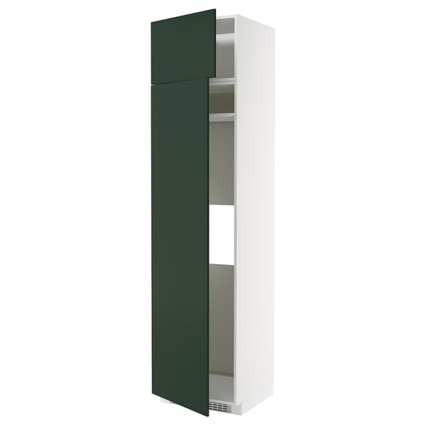 METOD hi cab f fridge or freezer w 2 drs, white/Havstorp deep green, 60x60x240 cm