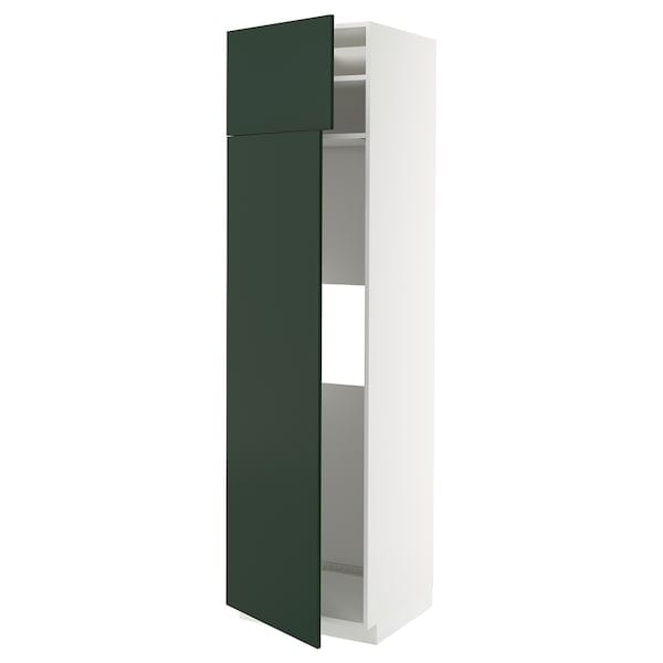 Ikea METOD - Hi cab f fridge or freezer w 2 drs, white/Havstorp deep green, 60x60x220 cm