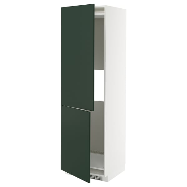 METOD hi cab f fridge or freezer w 2 drs, white/Havstorp deep green, 60x60x200 cm