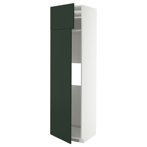 METOD hi cab f fridge or freezer w 2 drs, white/Havstorp deep green, 60x60x220 cm