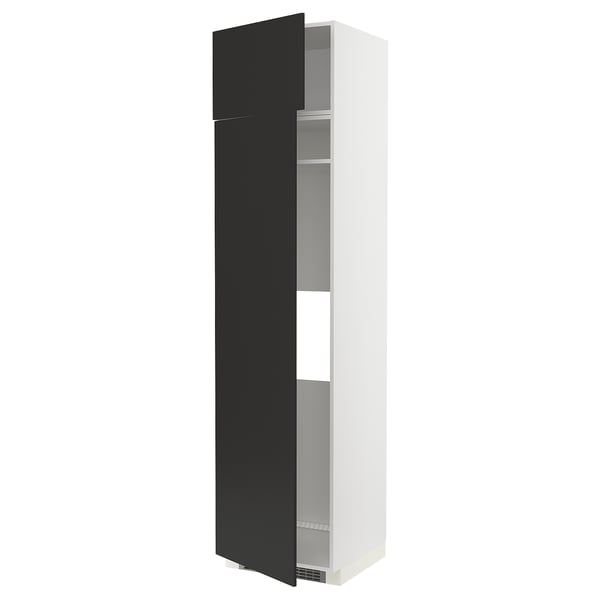 METOD hi cab f fridge or freezer w 2 drs, white/Nickebo matt anthracite, 60x60x240 cm