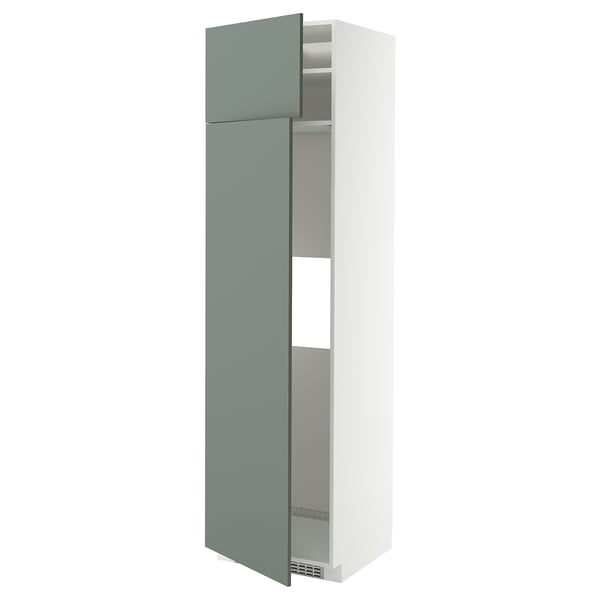 METOD hi cab f fridge or freezer w 2 drs, white/Nickebo matt grey-green, 60x60x220 cm