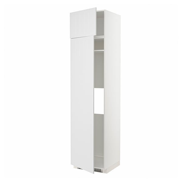 METOD hi cab f fridge or freezer w 2 drs, white/Stensund white, 60x60x240 cm