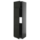 METOD hi cab f fridge or freezer w 2 drs, black-grey/Lerhyttan black stained, 60x60x220 cm