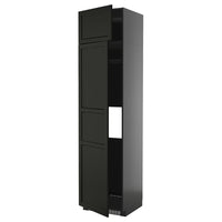 METOD hi cab f fridge or freezer w 2 drs, black-grey/Lerhyttan black stained, 60x60x240 cm