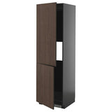 METOD hi cab f fridge or freezer w 2 drs, black-grey/Sinarp brown, 60x60x200 cm
