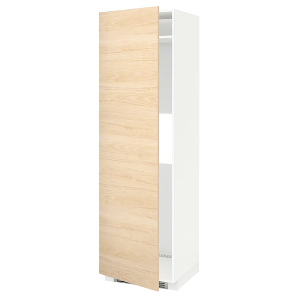METOD high cab f fridge or freezer w door, white/Askersund light ash effect, 60x60x200 cm