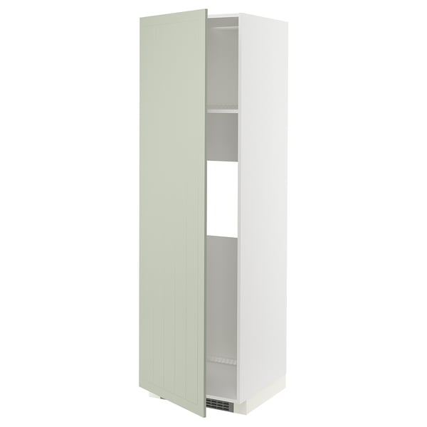 METOD high cab f fridge or freezer w door, white/Stensund light green, 60x60x200 cm
