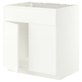 METOD base cabinet f sink w 2 doors/front, white/Aspudden matt white, 80x60 cm