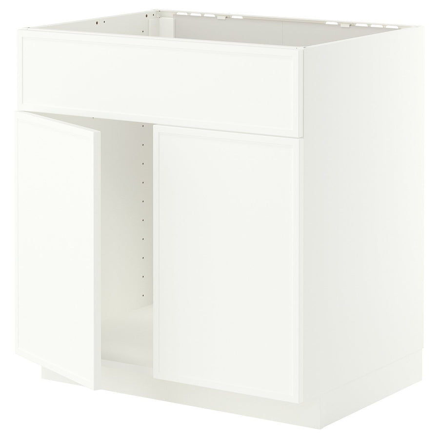 METOD base cabinet f sink w 2 doors/front, white/Aspudden matt white, 80x60 cm