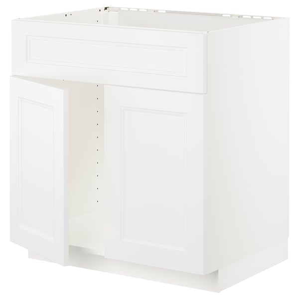 METOD base cabinet f sink w 2 doors/front, white/Axstad matt white, 80x60 cm