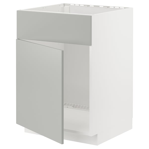 METOD base cabinet f sink w door/front, white/Havstorp light grey, 60x60 cm