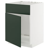 METOD base cabinet f sink w door/front, white/Havstorp deep green, 60x60 cm