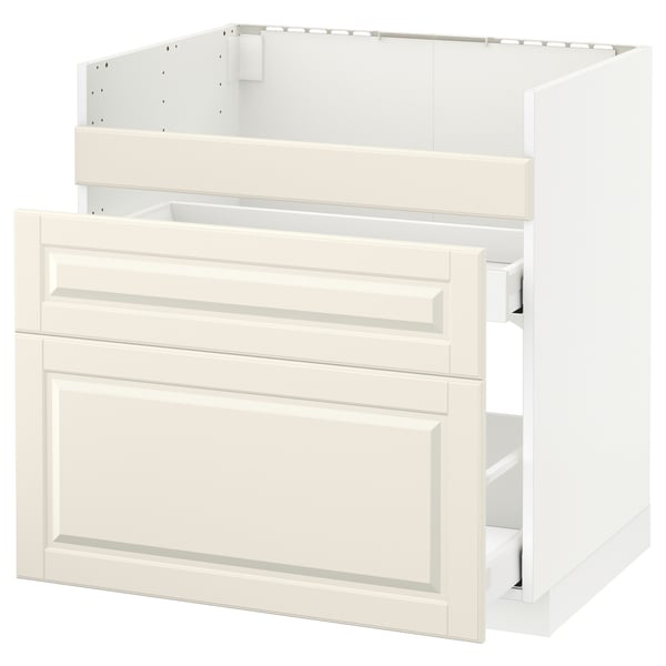 METOD base cb f HAVSEN snk/3 frnts/2 drws, white/Bodbyn off-white, 80x60 cm