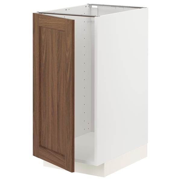 METOD base cab f sink/waste sorting, white Enköping/brown walnut effect, 40x60 cm