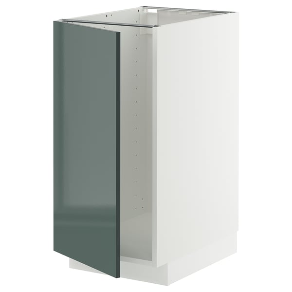 METOD base cab f sink/waste sorting, white/Kallarp high-gloss dark grey-green, 40x60 cm