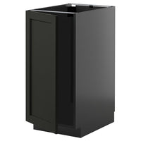 METOD base cab f sink/waste sorting, black-grey/Lerhyttan black stained, 40x60 cm