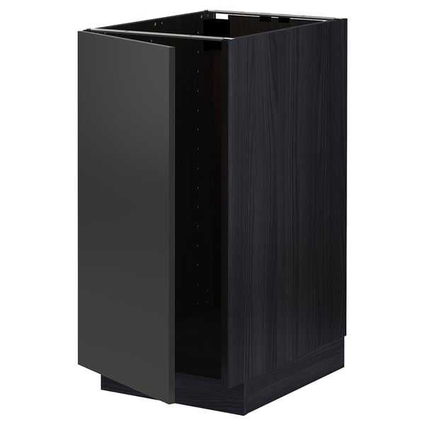METOD base cab f sink/waste sorting, black/Nickebo matt anthracite, 40.0x80.0x60.0 cm