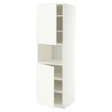 METOD high cab f micro w 2 doors/shelves, white/Aspudden matt white, 60x60x200 cm