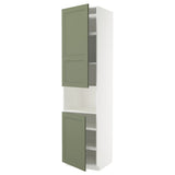 METOD high cab f micro w 2 doors/shelves, white/Axstad grey-green, 60x60x240 cm