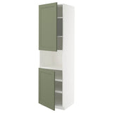 METOD high cab f micro w 2 doors/shelves, white/Axstad grey-green, 60x60x220 cm