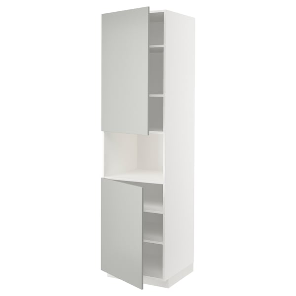 Ikea METOD - High cab f micro w 2 doors/shelves, white/Havstorp light grey, 60x60x220 cm