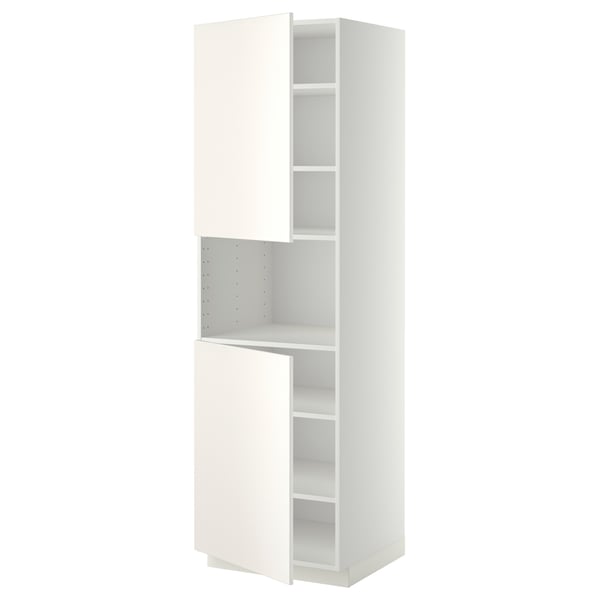 METOD high cab f micro w 2 doors/shelves, white/Veddinge white, 60x60x200 cm