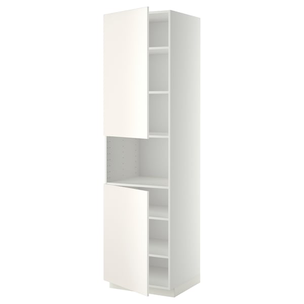 METOD high cab f micro w 2 doors/shelves, white/Veddinge white, 60x60x220 cm