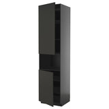 METOD high cab f micro w 2 doors/shelves, black-grey/Nickebo matt anthracite, 60x60x240 cm