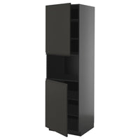 METOD high cab f micro w 2 doors/shelves, black-grey/Upplöv matt anthracite, 60x60x200 cm